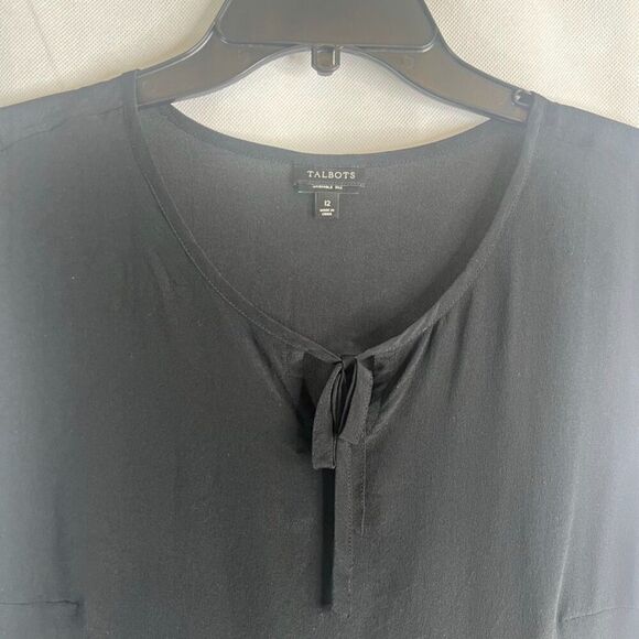 Talbot's Black Sleeveless 100% Washable Silk Blouse Women's Size 12 - Picture 3 of 6